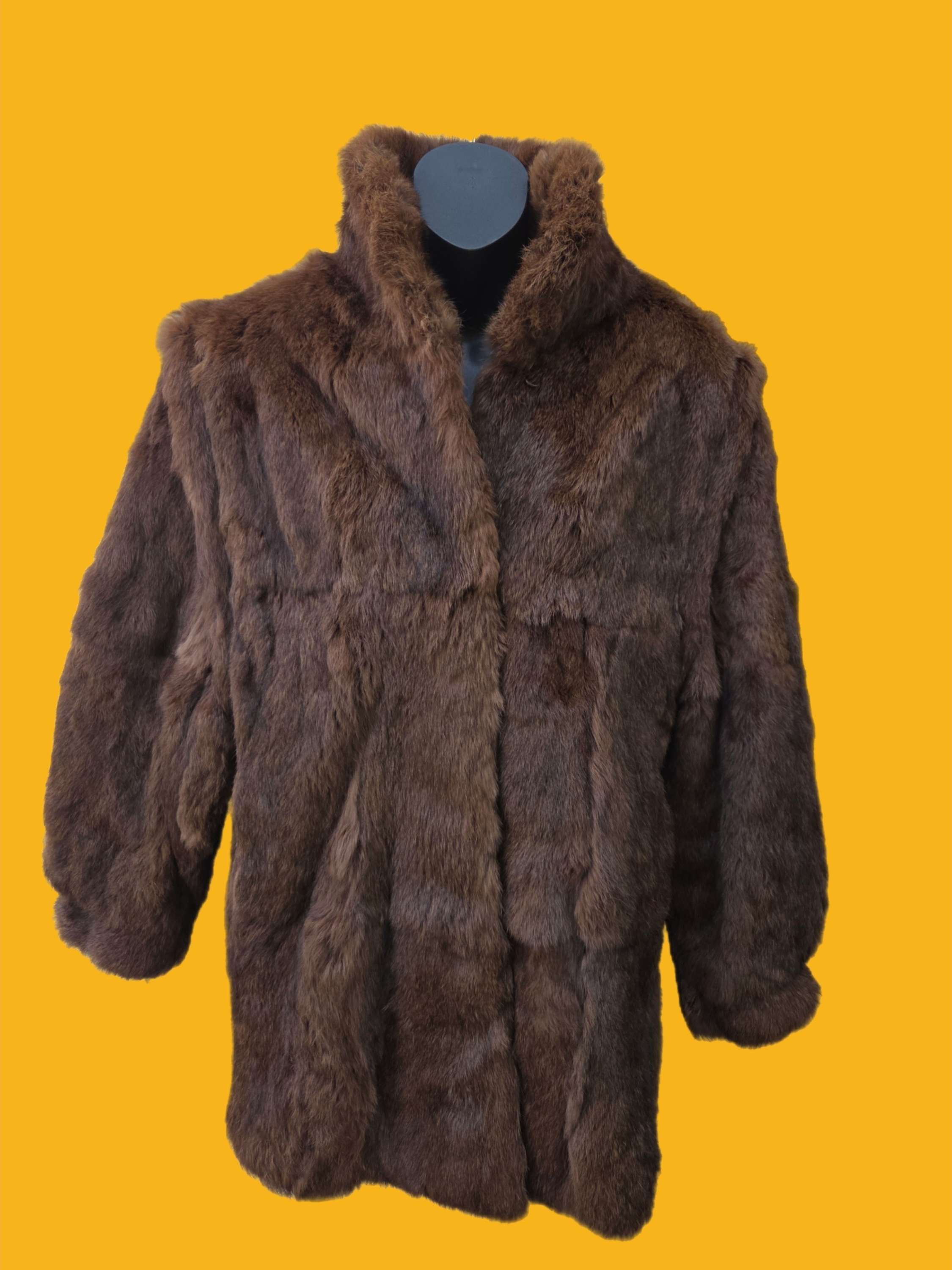 Wilsons Suede & Leather Vintage Rabbit Fur Coat - Women's Plush Winter Jacket